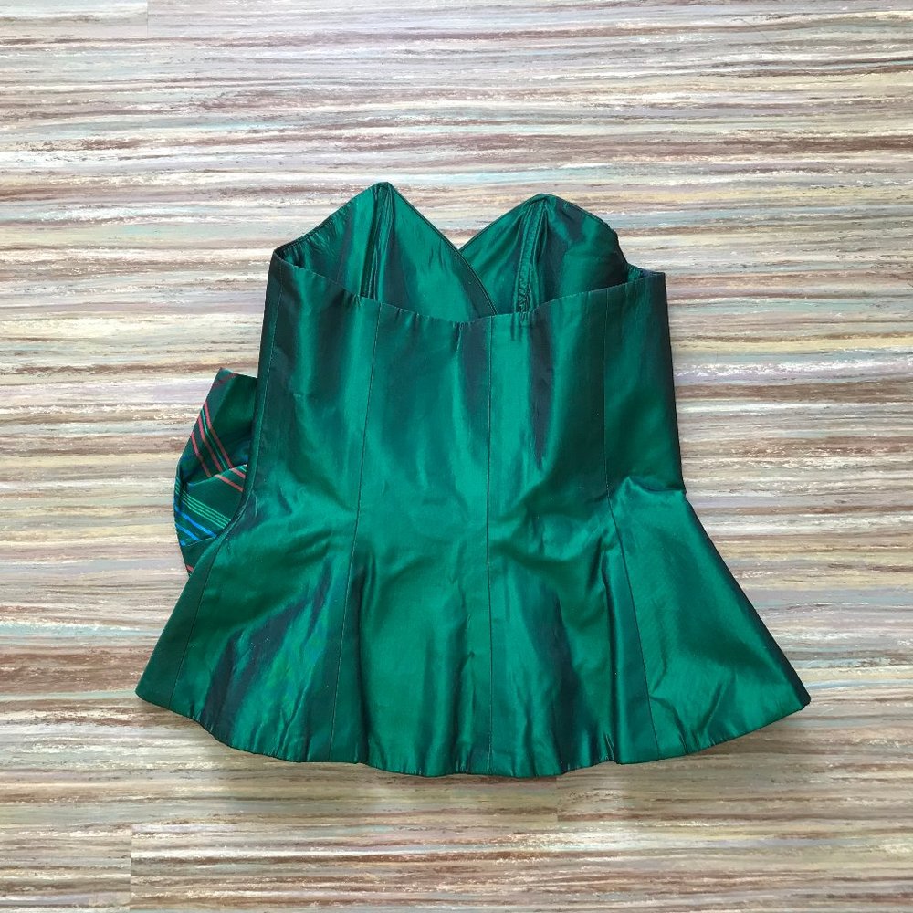 Pat McDonagh Iridescent Green Tartan Bustier Corset Top Vintage St Patrick's Day - Picture 7 of 11
